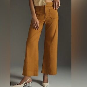 Anthropologie Maeve Gold Colette Linen Cropped Pants - 26 Tall‎